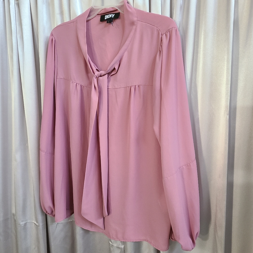 DKNY tie neck blouse Sz Large